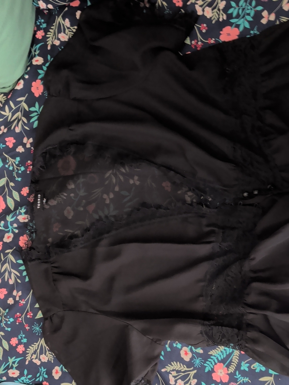 Women's Black Lace Trim Duster- Torrid